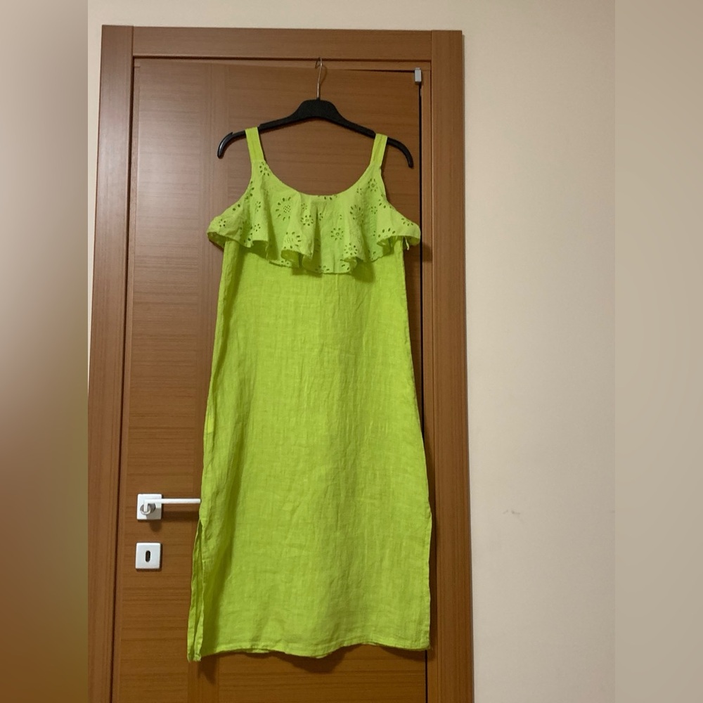 Lime Green Eyelet Ruffle Dress